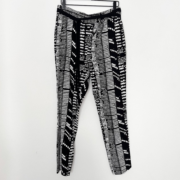 Proenza Schouler black and white pattern tie waist pants size 8 - Picture 1 of 6